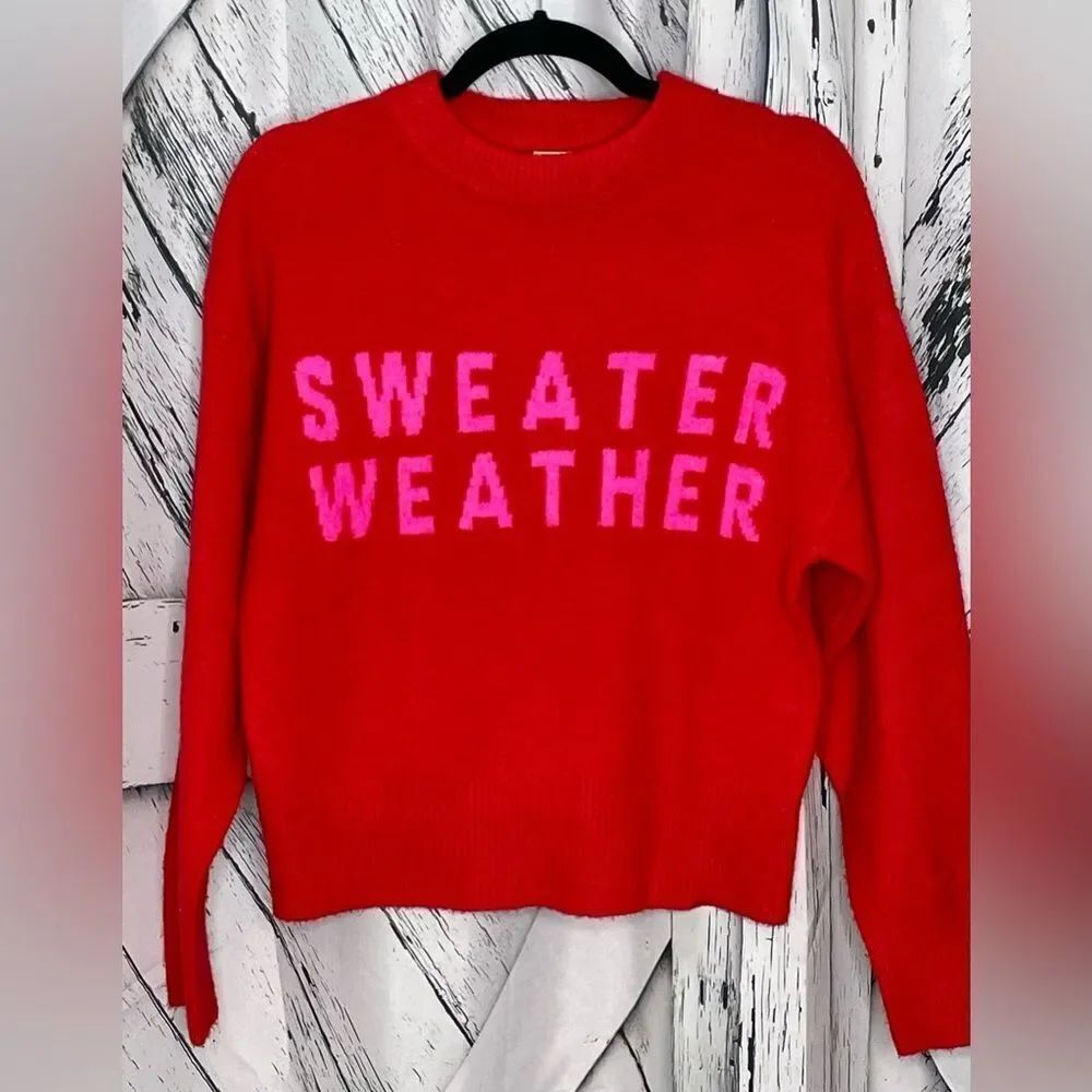 A New Day “Sweater Weather” Crewneck Pullover Red Size S